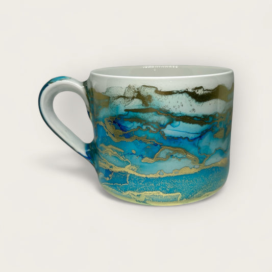 Blue ocean and turquoise blue hand-painted mug