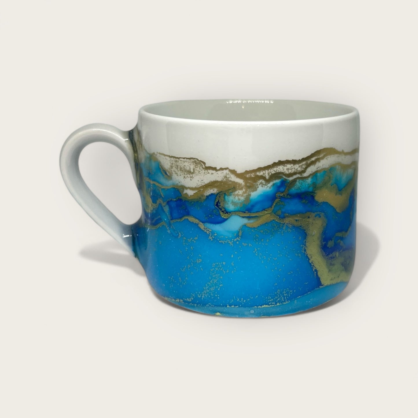 Deep Blue and gold hand-painted mug