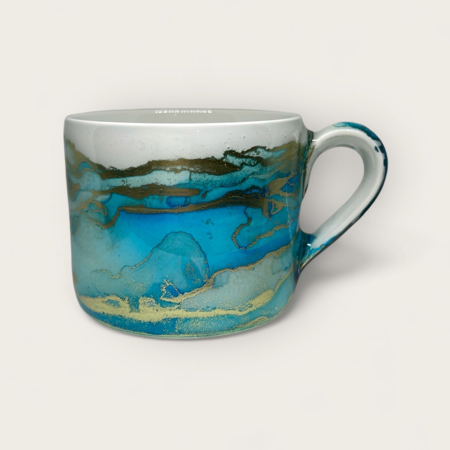 Blue ocean and turquoise blue hand-painted mug