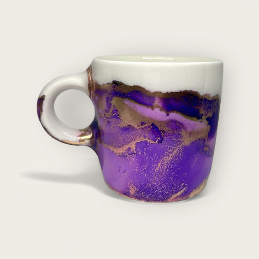 Purple and gold hand-painted espresso cup