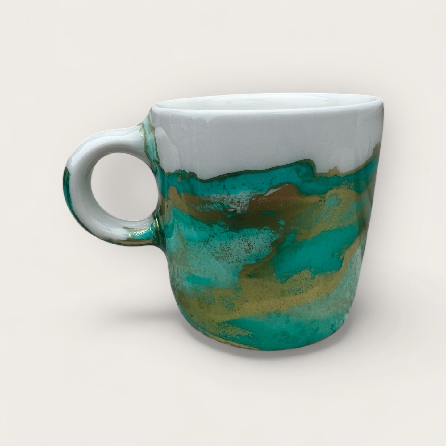 Turquoise and gold hand-painted espresso cup