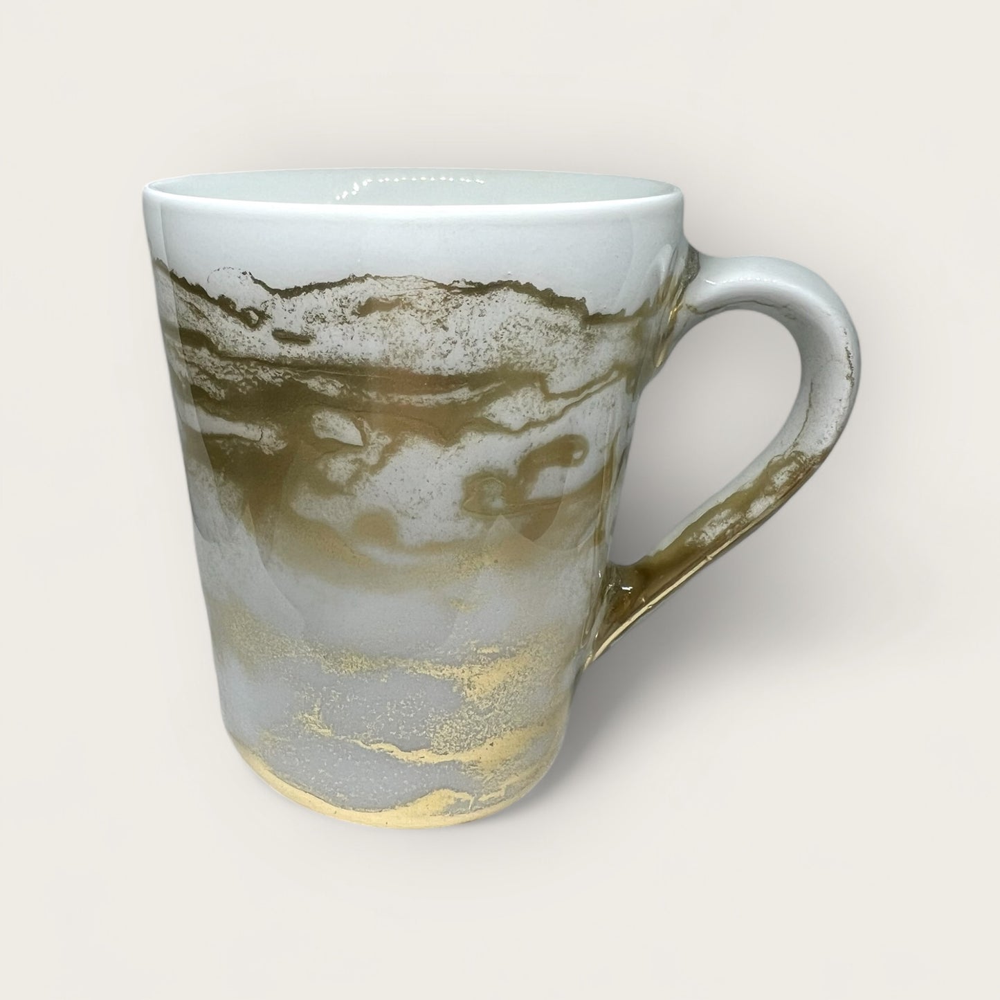 Tall gold hand-painted mug