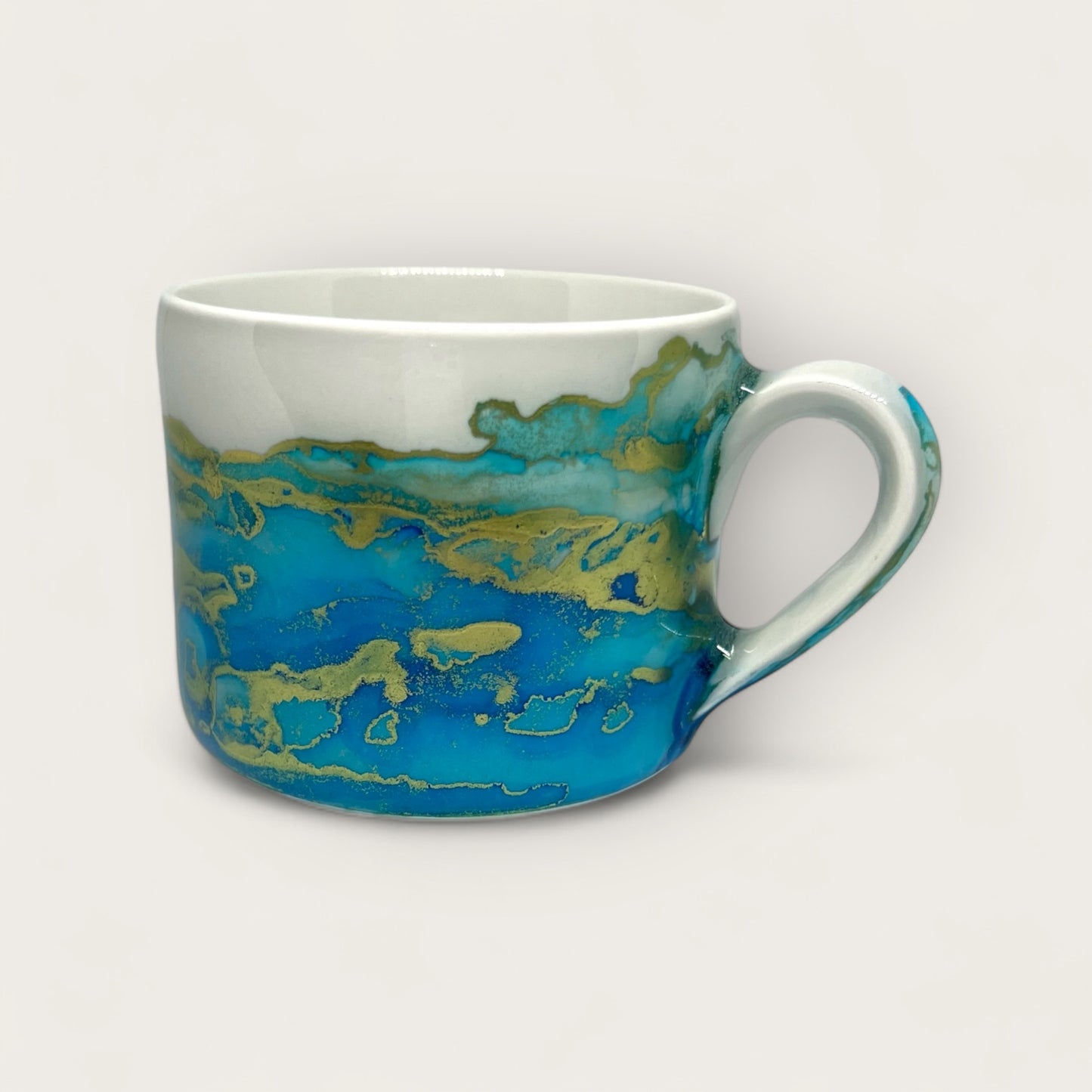 Blue and gold hand-painted mug