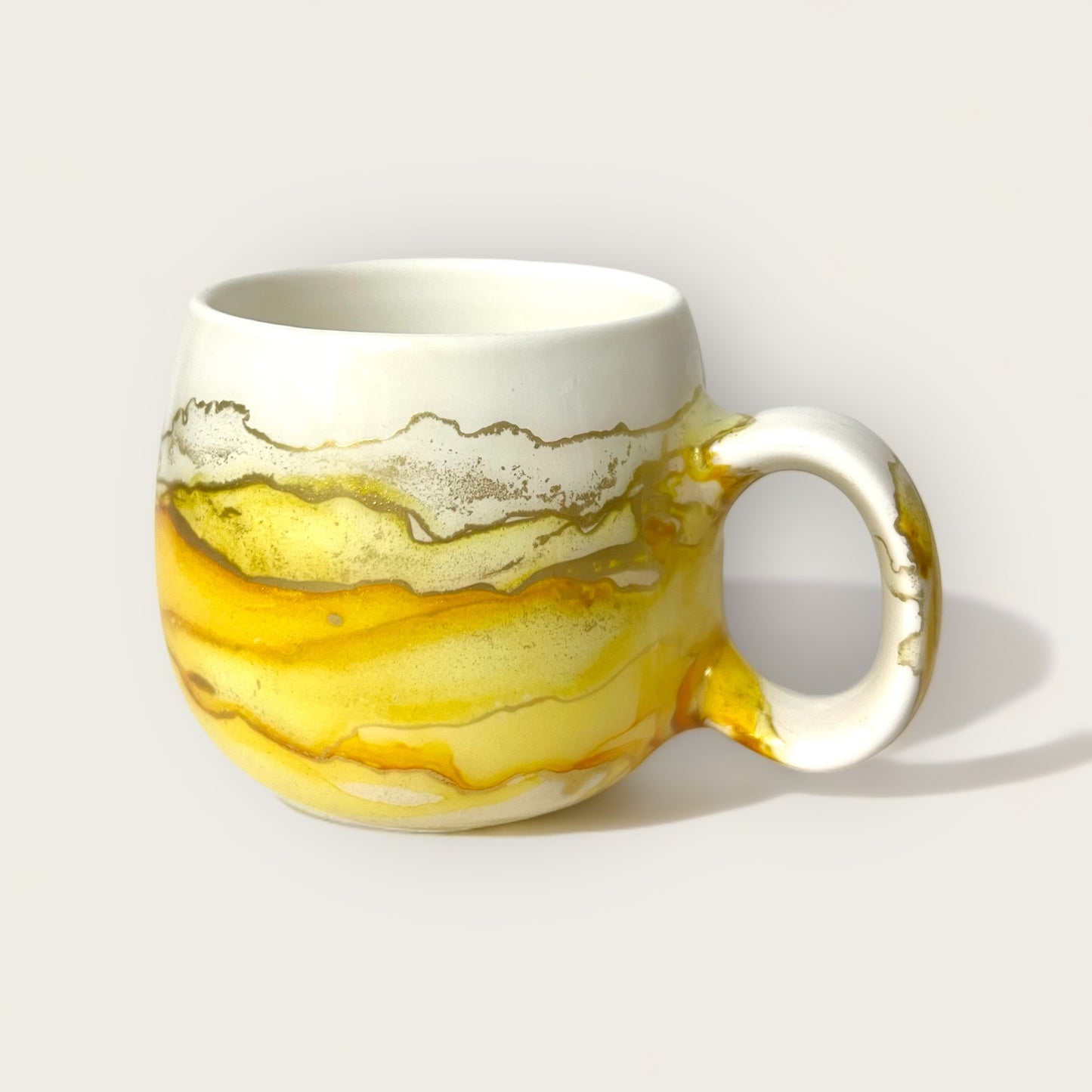 Yellow large rounded hand-painted mug