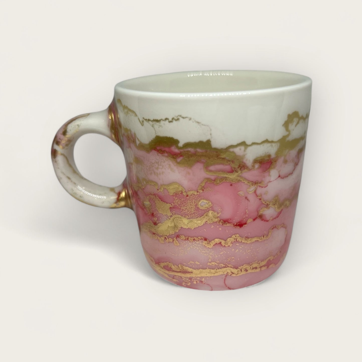 Pink and gold hand-painted espresso cup