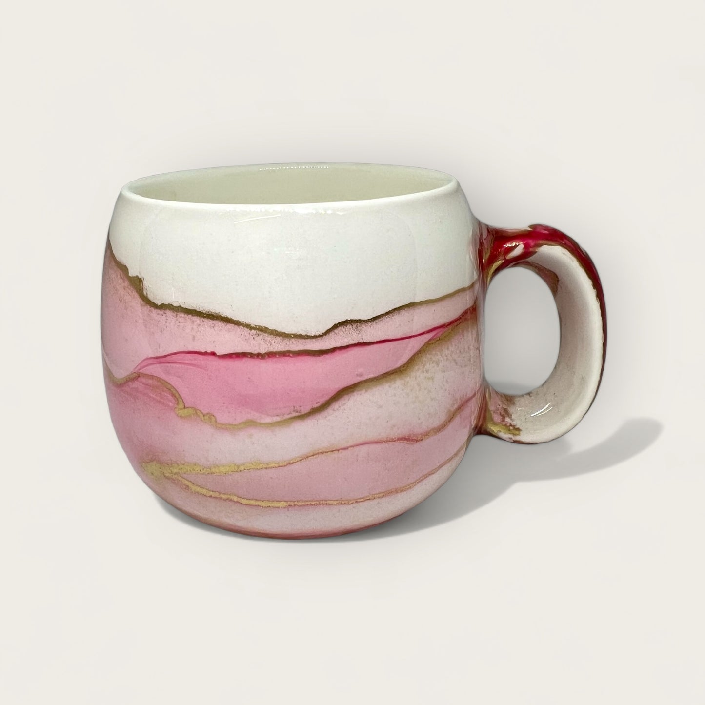 Pink rounded hand-painted mug