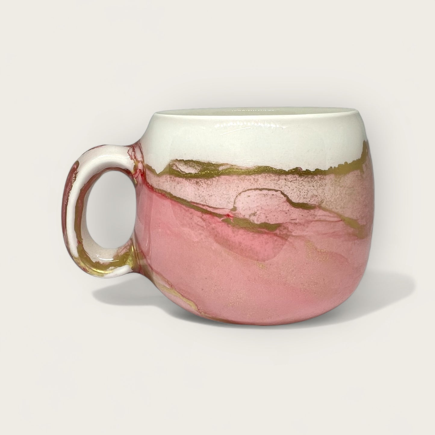 Pink rounded hand-painted mug