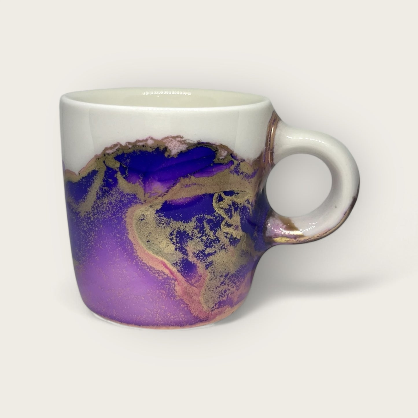 Purple and gold hand-painted espresso cup