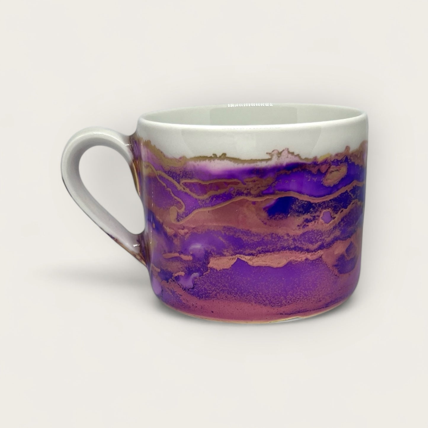 Purple and gold hand-painted mug