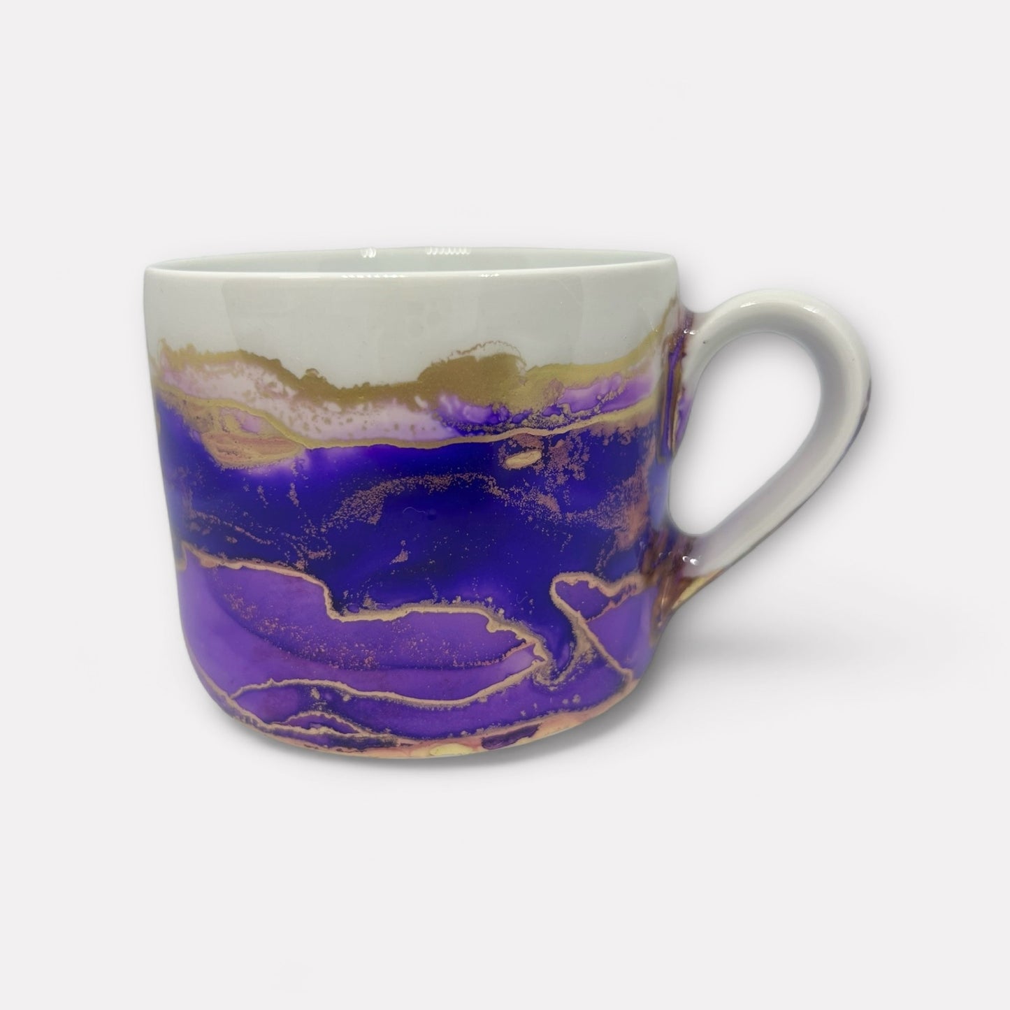 Purple and gold hand-painted mug