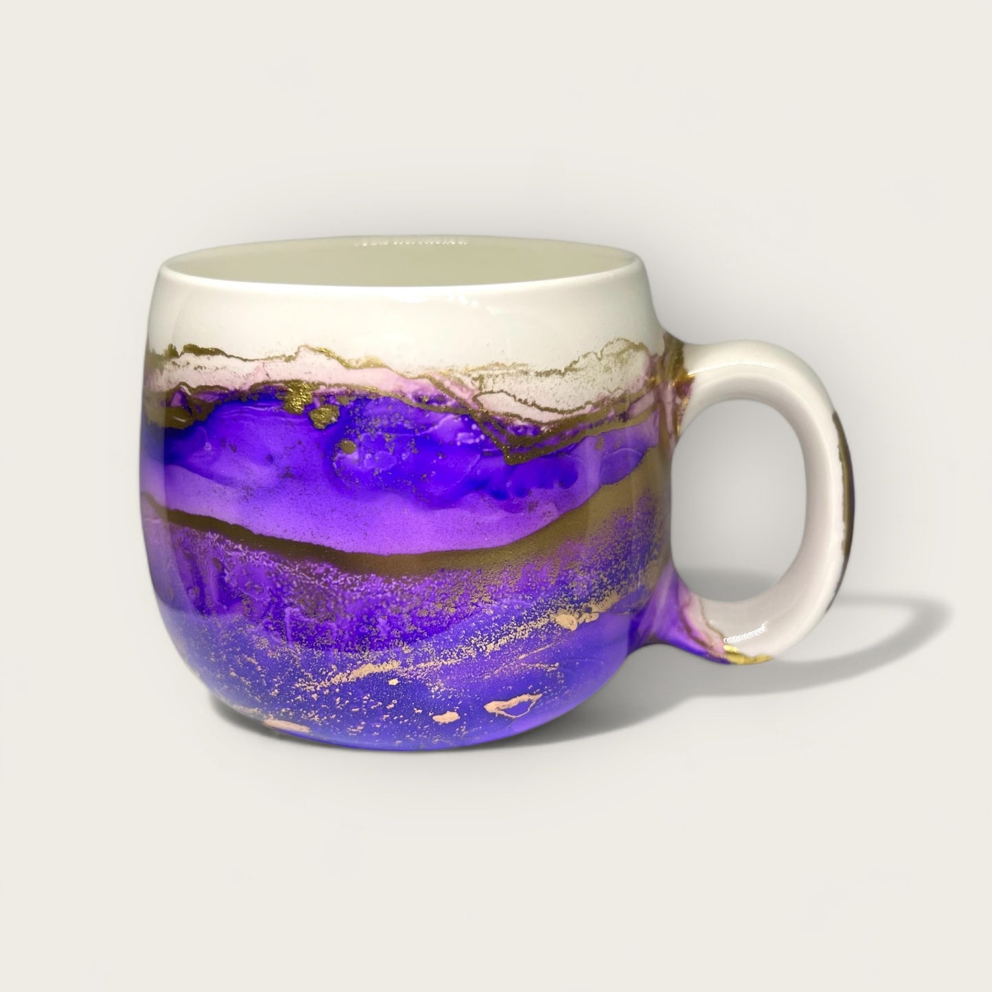 Purple and gold large  hand-painted mug