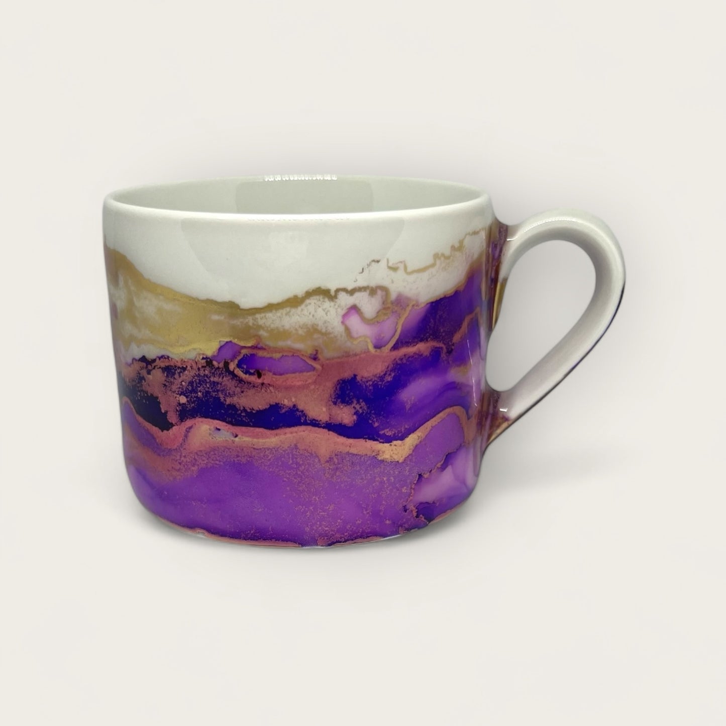 Purple and gold hand-painted mug