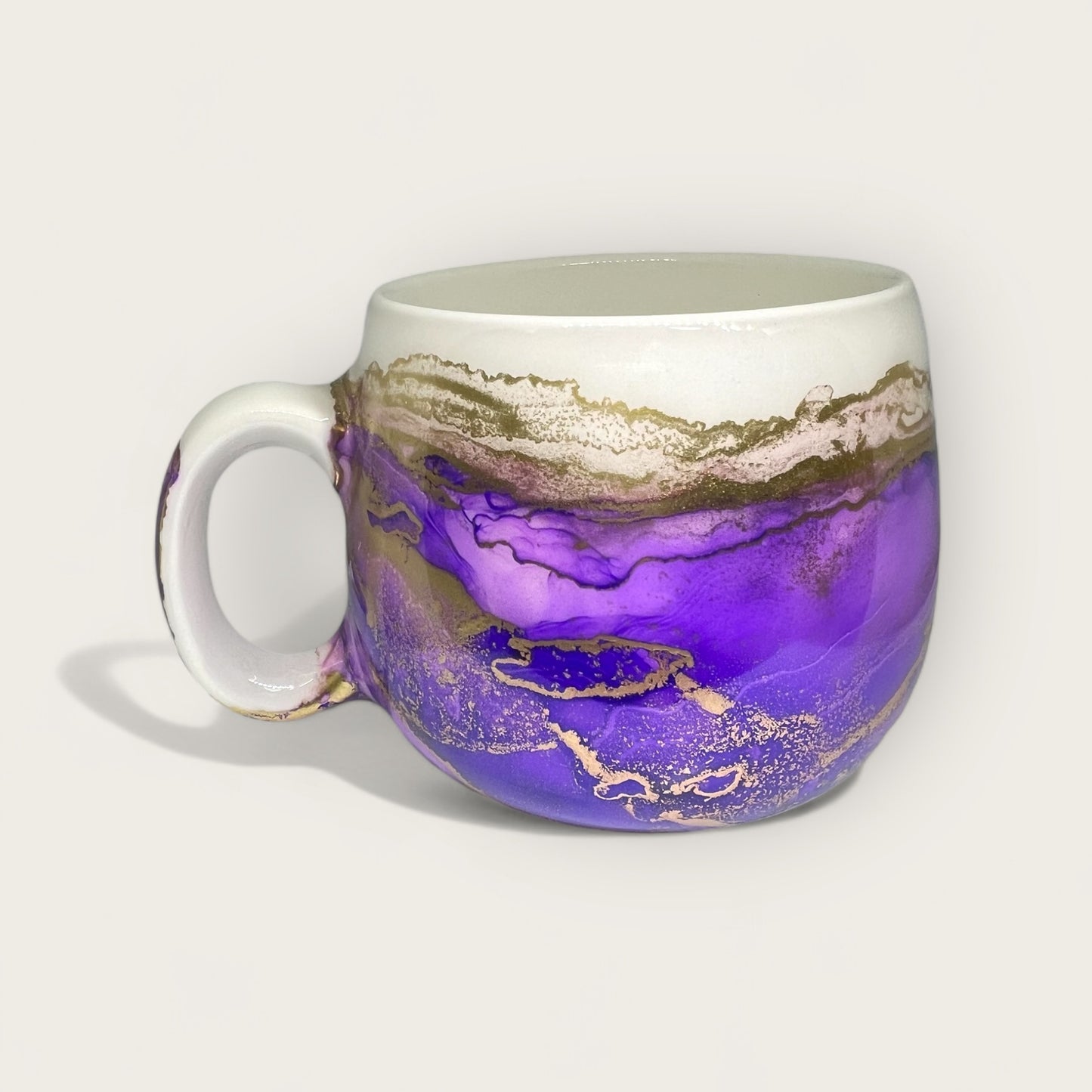 Purple and gold large  hand-painted mug