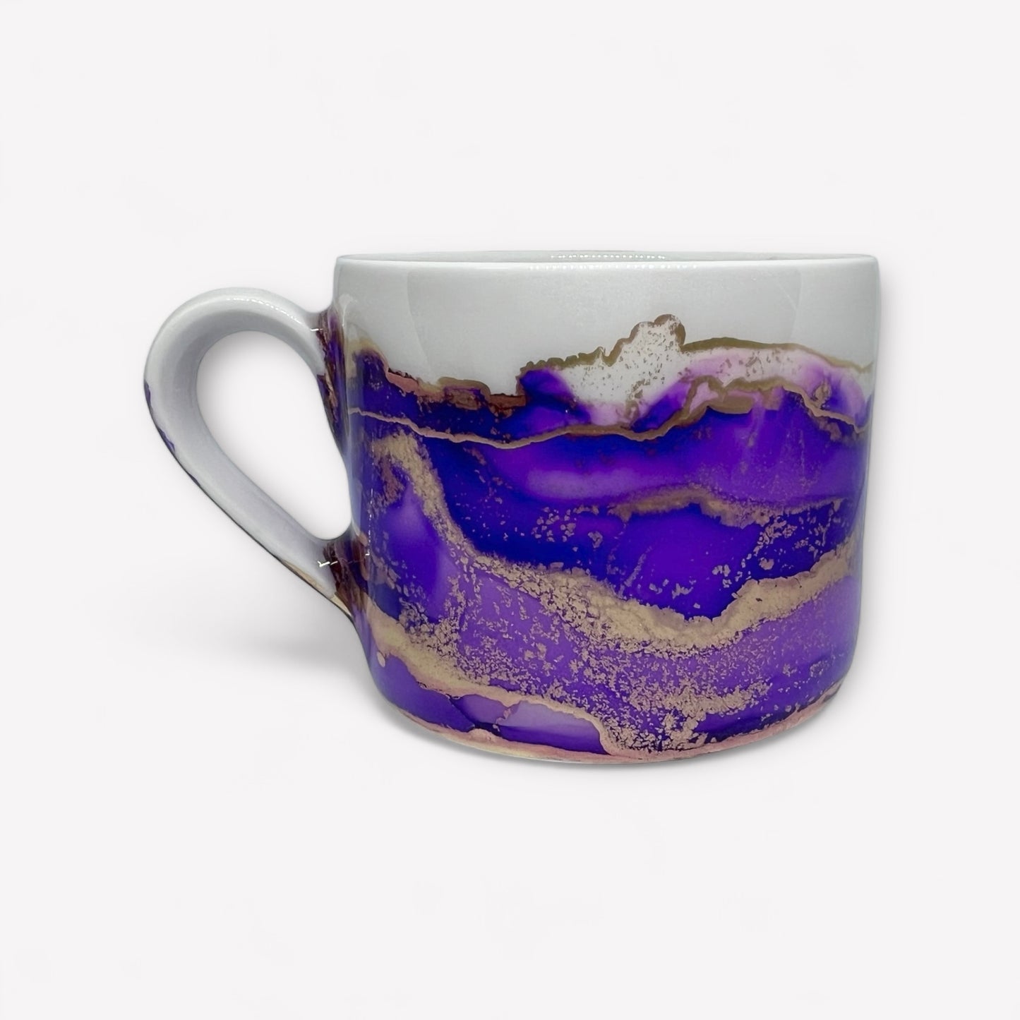 Purple and gold hand-painted mug