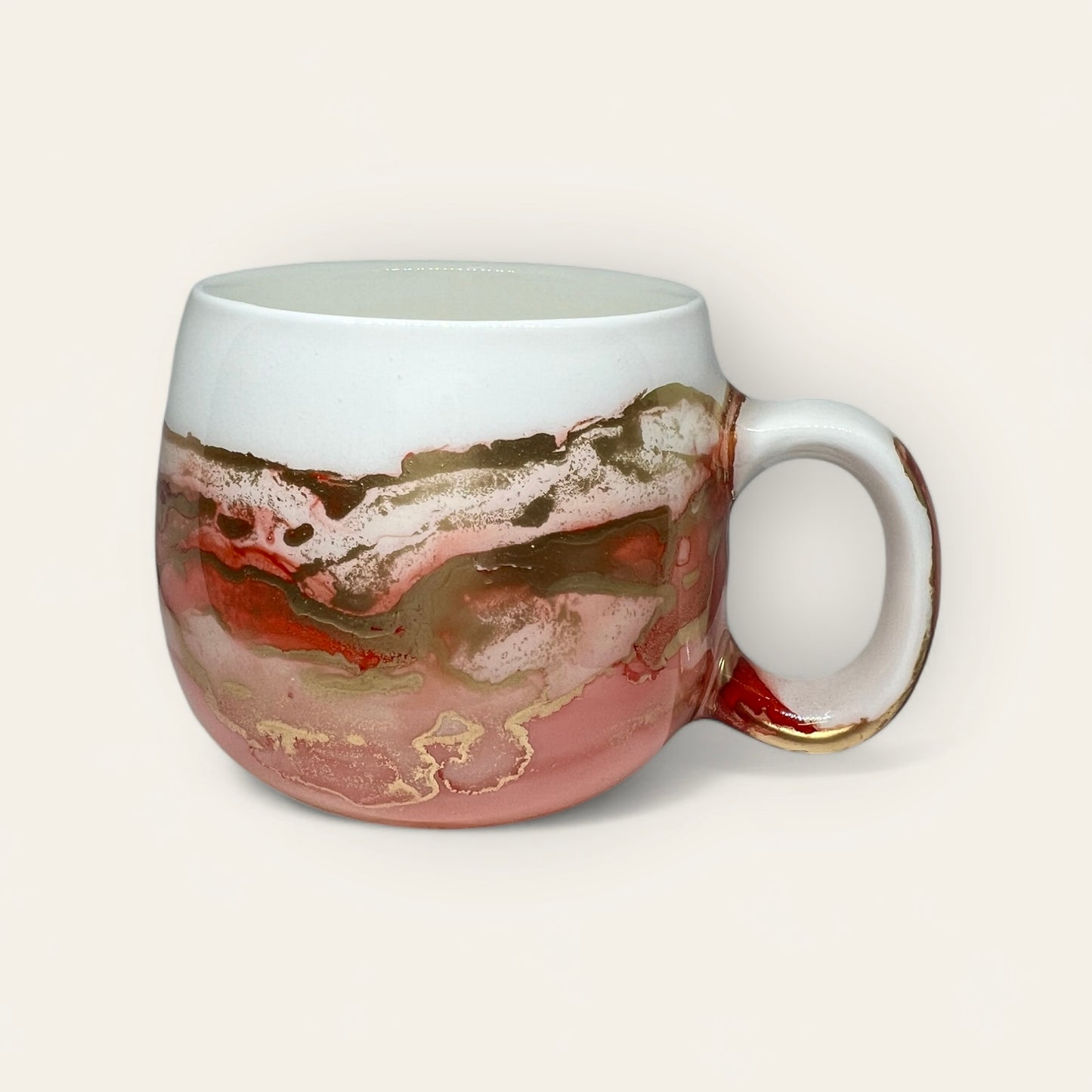 Red and gold large hand-painted mug