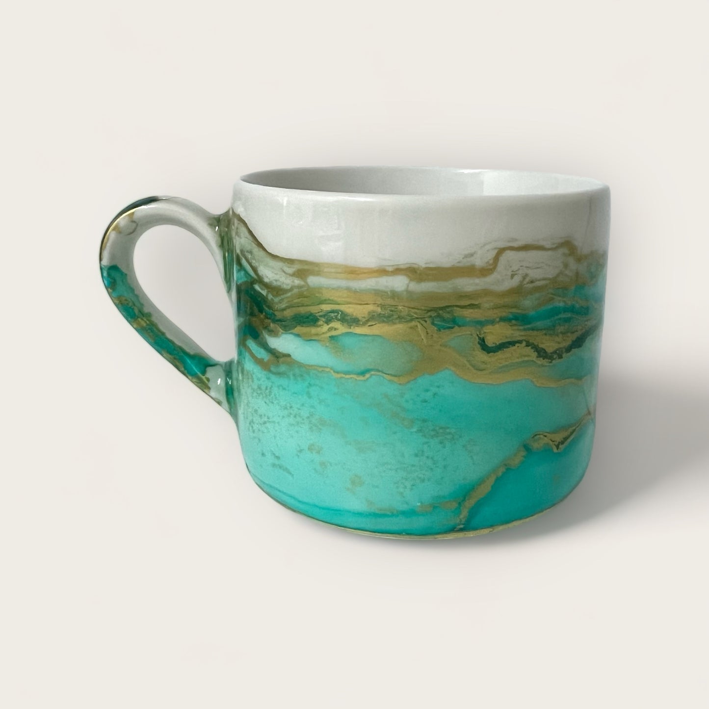 Turquoise blue hand-painted mug