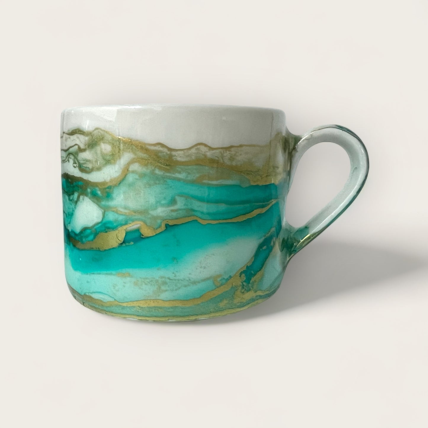 Turquoise blue hand-painted mug