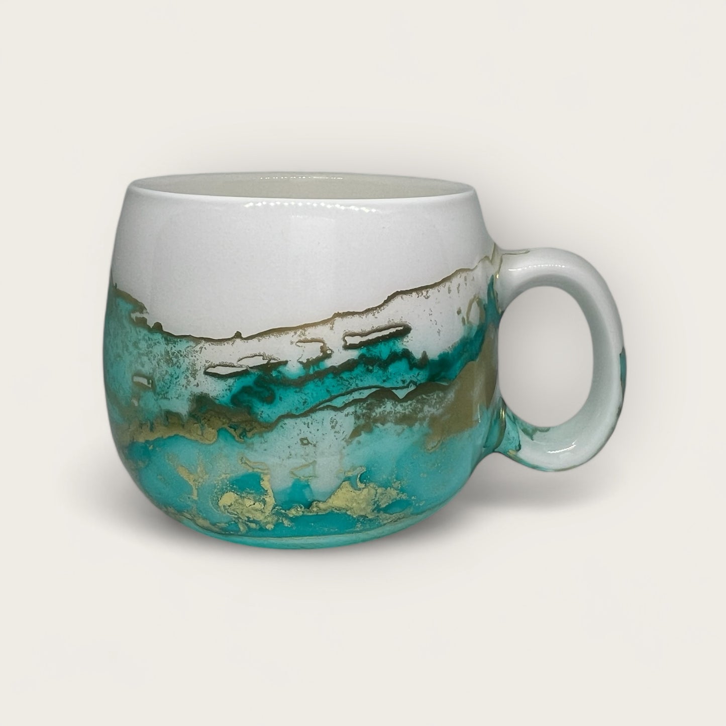 Turquoise green hand-painted mug