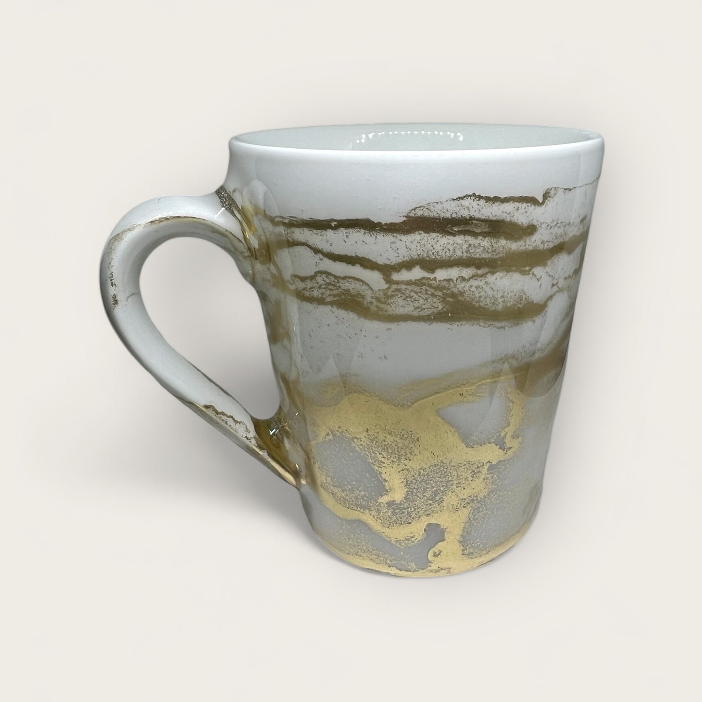 Tall gold hand-painted mug