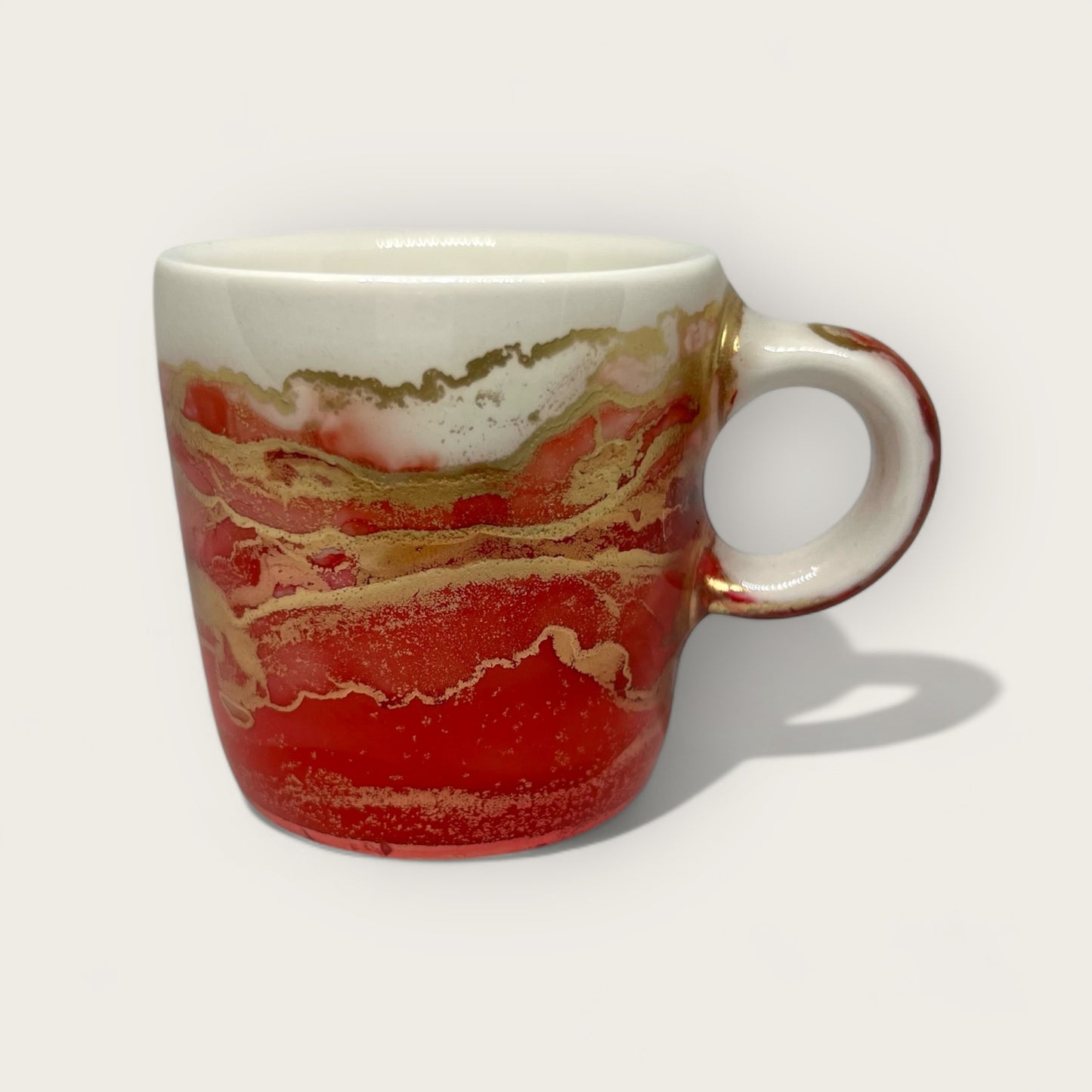 Red and gold hand-painted espresso cup