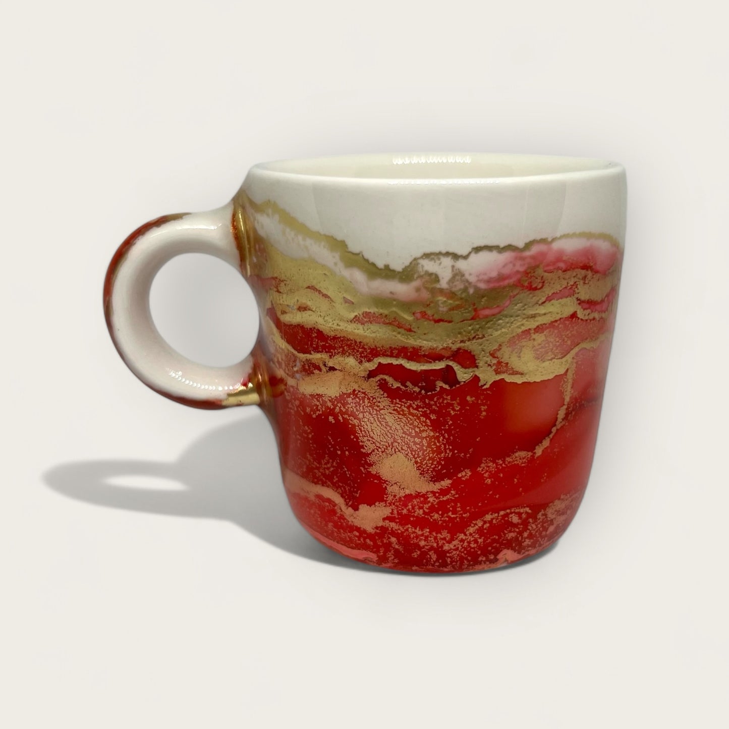 Red and gold hand-painted espresso cup